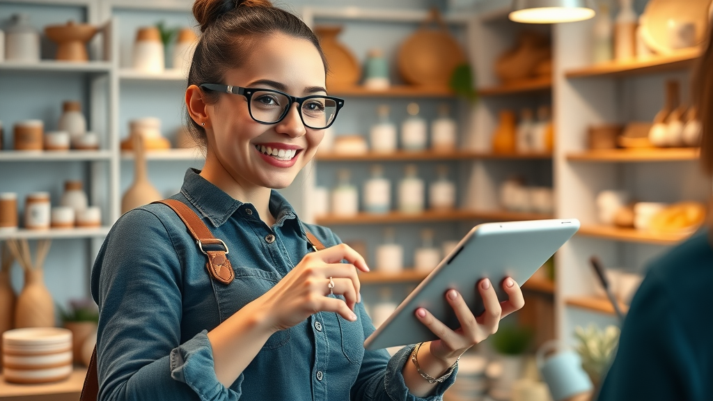 small business owner using digital tools for how to get found online without spending money on ads