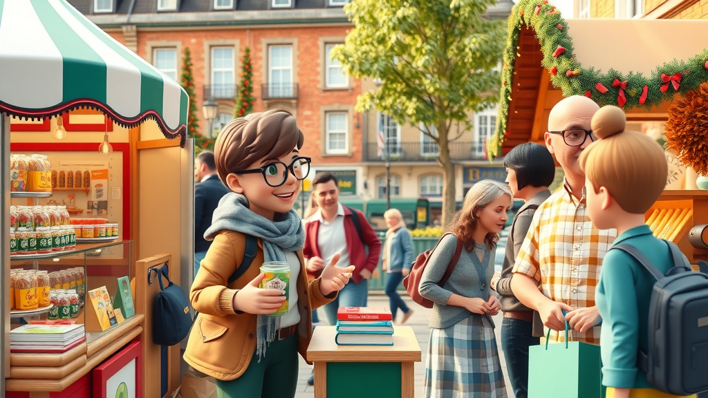 Local business engaging customers at a festive London community fair