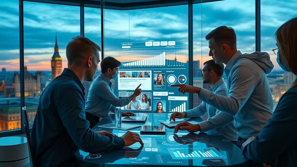 marketing team collaborating on digital ad networks and influencer selection for paid traffic strategy