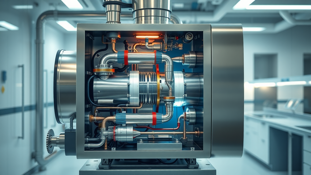Detailed cutaway of a high-efficiency condensing boiler showing internal workings
