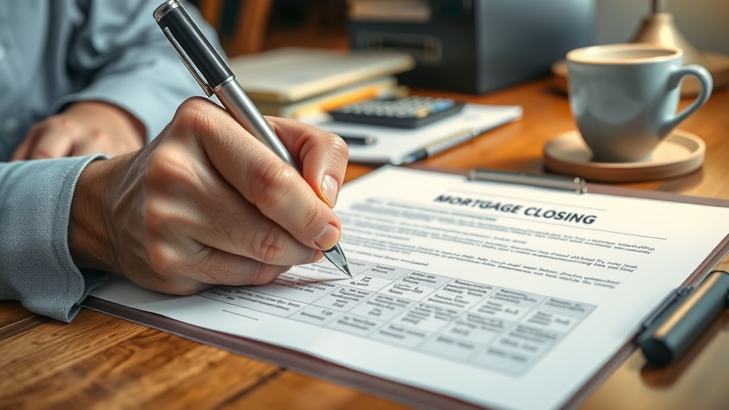 hecm for purchase mature hand signing mortgage closing documents paperwork
