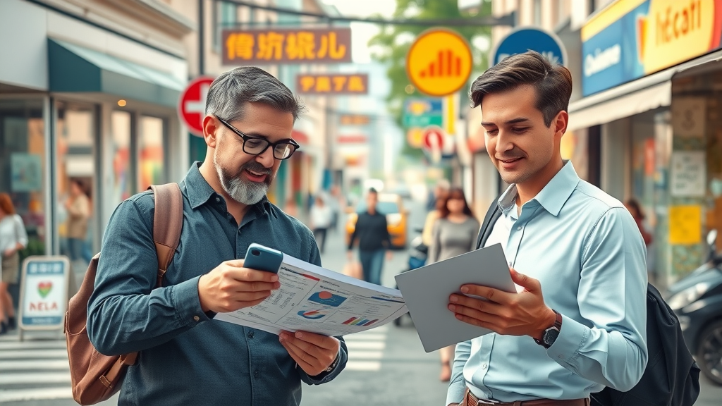 analytics for local marketing bustling local business district digital data charts