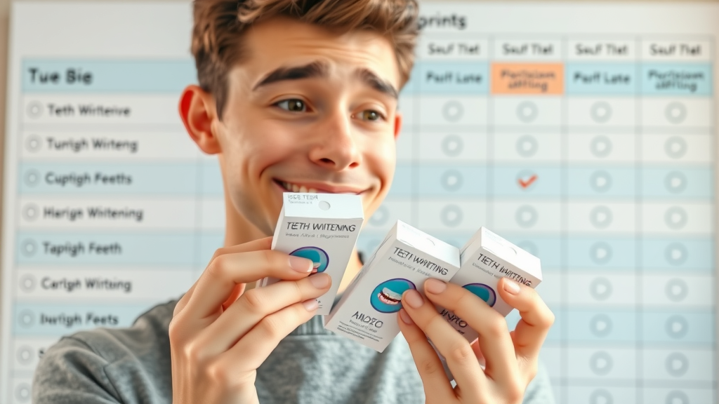 person comparing teeth whitening miami packages options chart