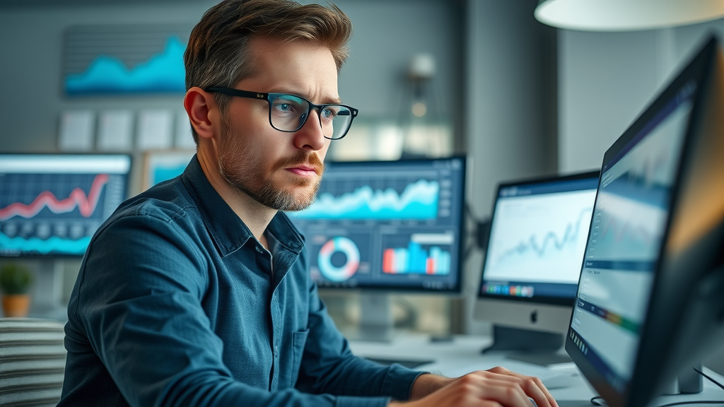 content marketing strategies marketing manager analyzing audience engagement data in modern workspace