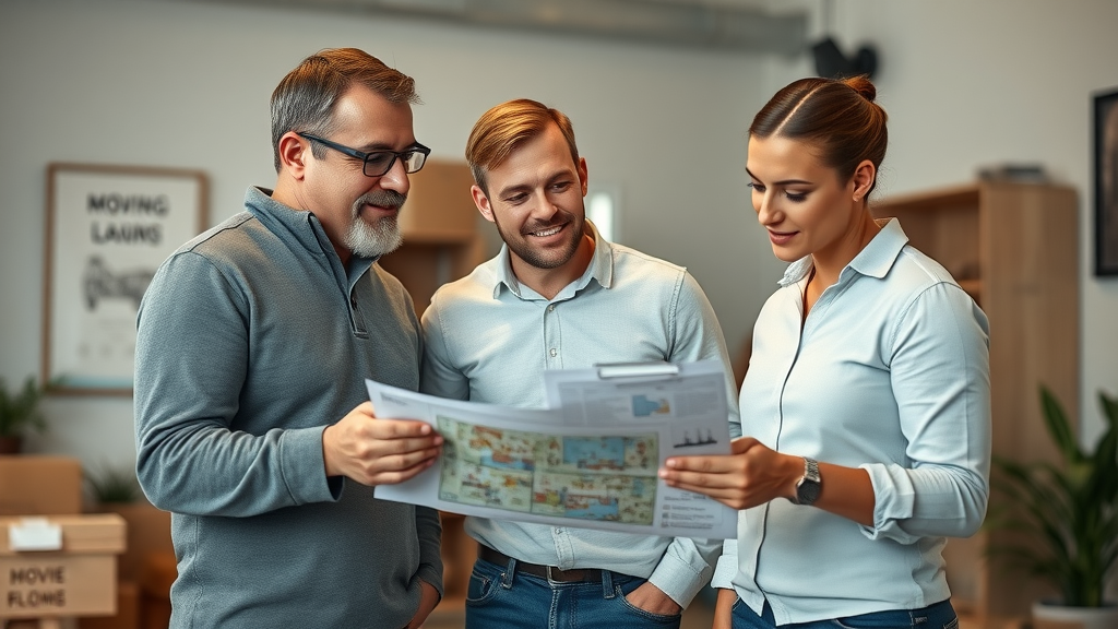 Trustworthy local moving company staff consulting with clients, personalized moving service