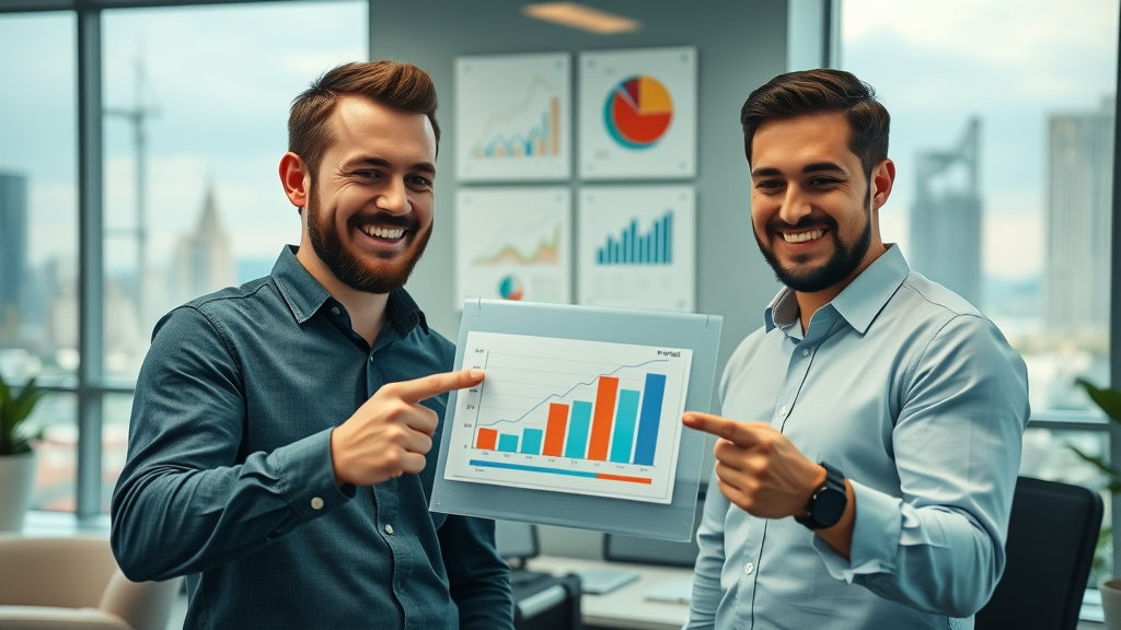 contractors reviewing successful SEO campaign results with improved web traffic