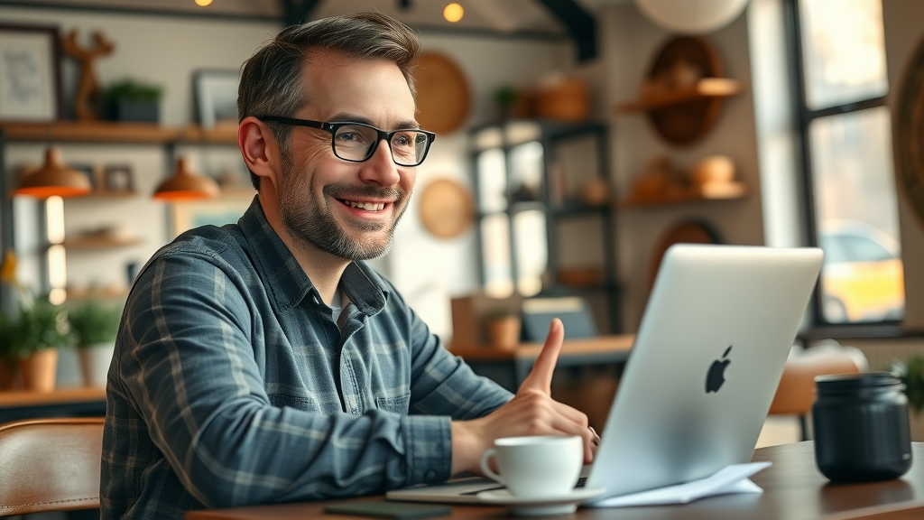 Phoenix business owner reviewing Google Business Profile analytics on laptop, business profile dashboard