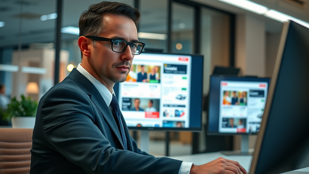 Paid Traffic Google Ads display business professional evaluating PPC campaigns on digital workspace