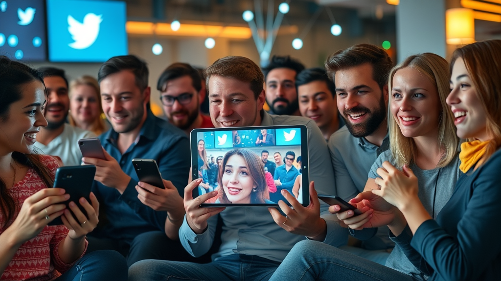 Engaged digital audience watching viral video across devices and social platforms to boost video seo optimization