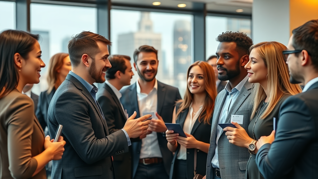 how to make a career transition: diverse professionals networking, supportive community, career changers mingling