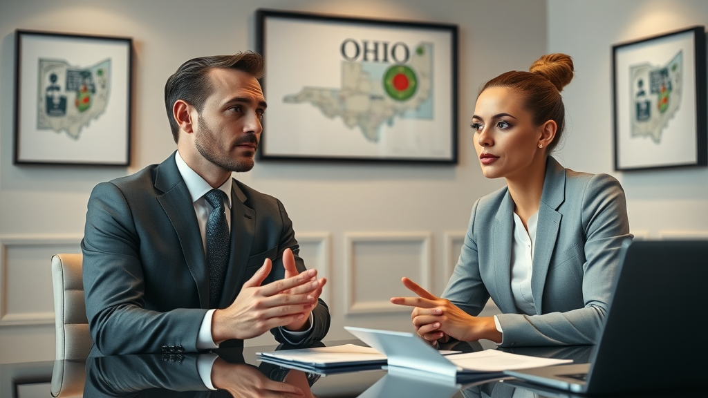 Ohio small business owner consulting with a local SEO agency, discussing campaign planning for maximum results.
