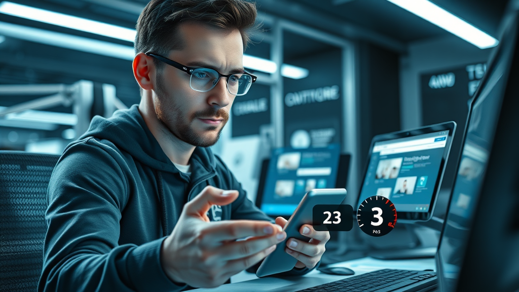 dynamic web developer demonstrating fast-loading mobile site for superior user experience - fast and mobile-friendly web design