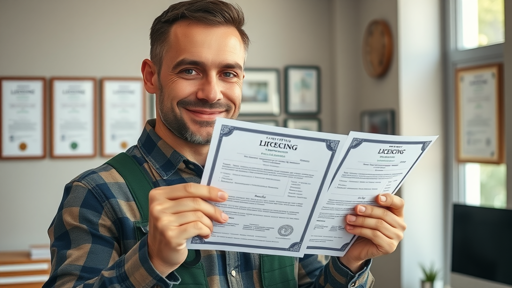 professional roofing contractor displaying licensing documents and certifications, roofing industry standards