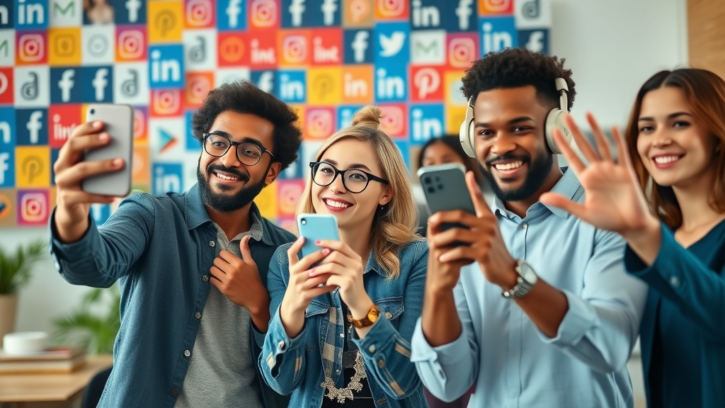 young professionals filming social media marketing video on leading digital platforms