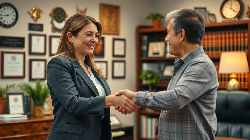 Dallas Texas truck accident lawyer meets with thankful client family
