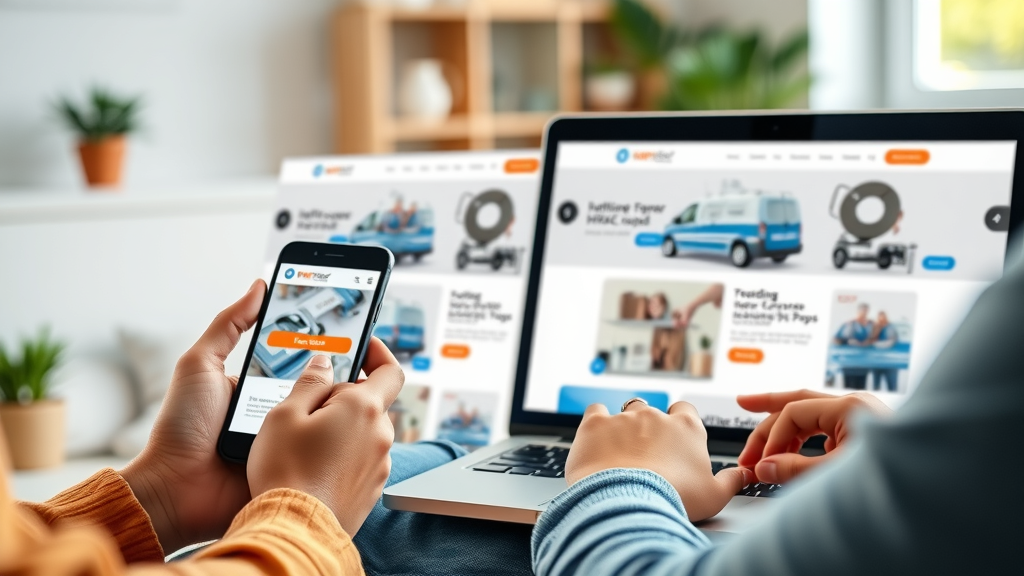 HVAC company website on mobile and desktop, user engagement for local SEO and ac contractor