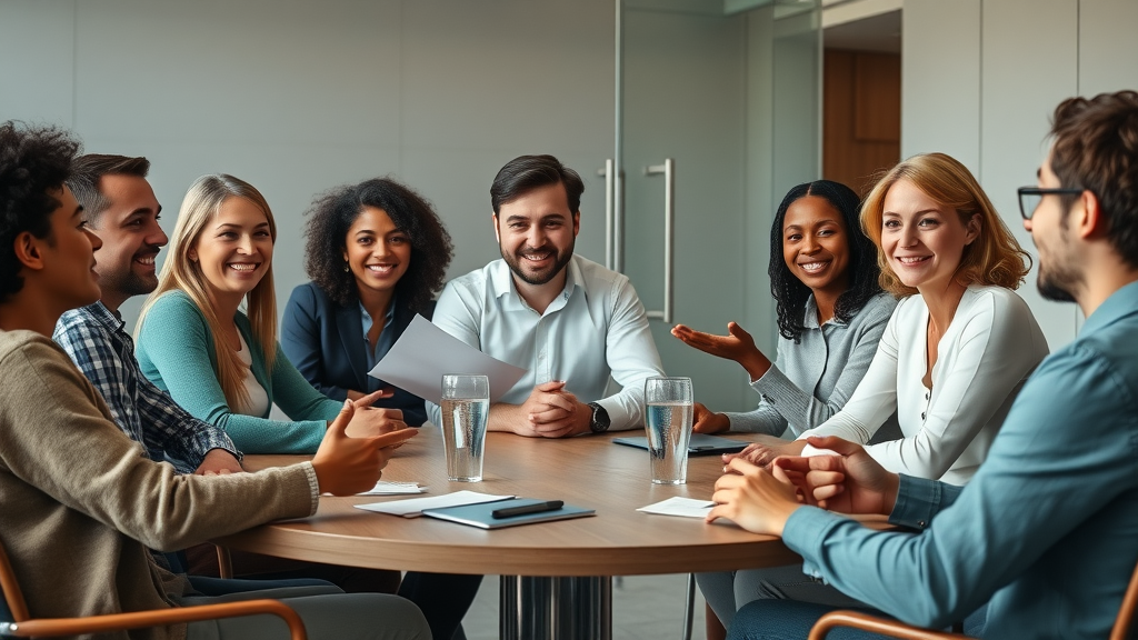Diverse neurodivergent professionals sharing stories in Australian office, neurodiversity in the workplace