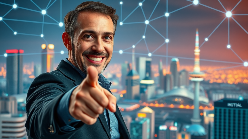 Marketer illustrating omnichannel email marketing in futuristic Phoenix digital landscape