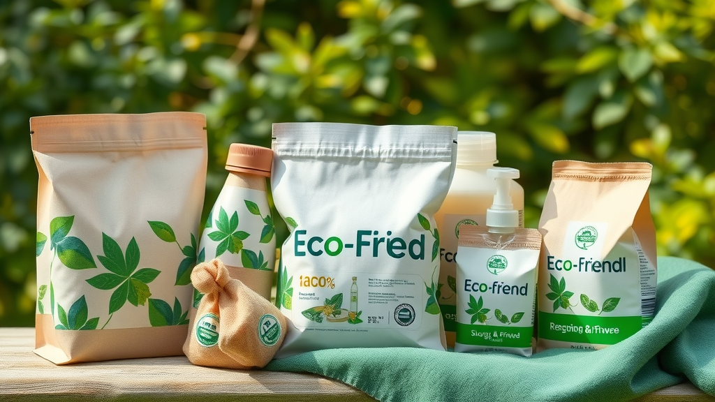 Eco-friendly promotional products with biodegradable packaging and recycled fabrics outdoors