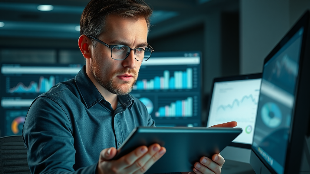 analyst reviewing local seo metrics and business profile analytics