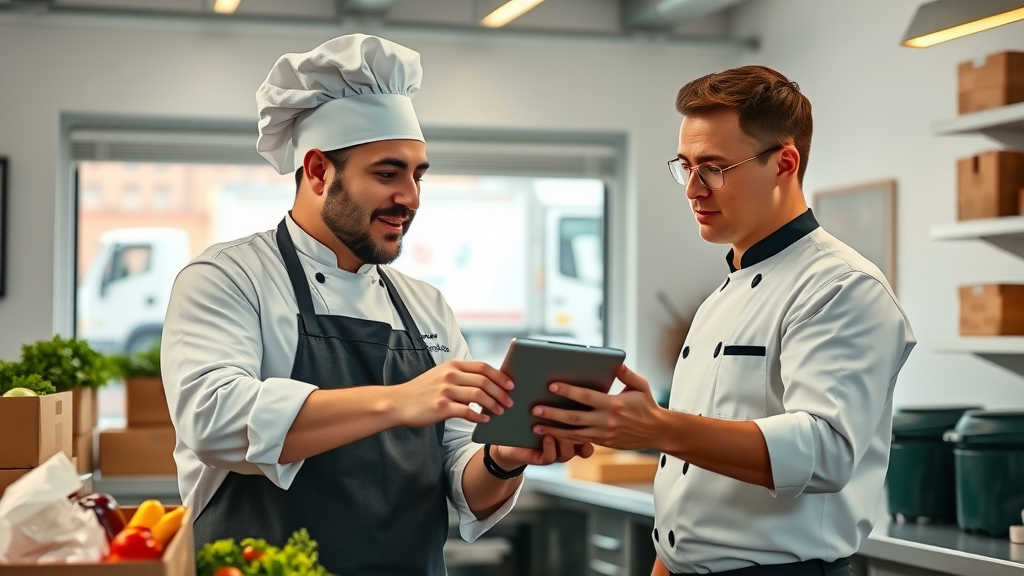 Wholesale food distributor consulting with chef for custom menu solutions