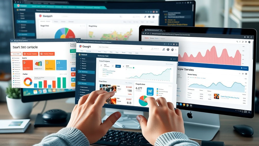 collage of top seo tools dashboards for seo experts