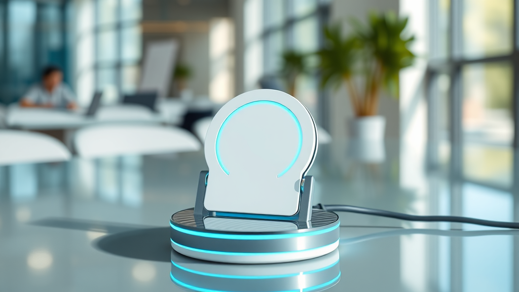 Vibrant custom wireless charger showcasing company logo in modern office