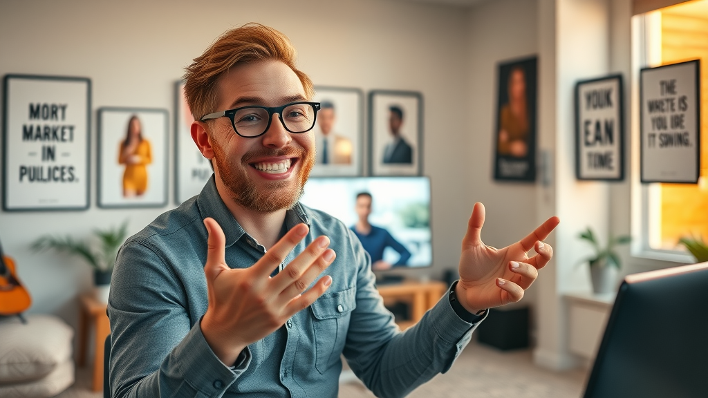 Entrepreneur connecting with digital marketing agency via video call, inspired to grow with tailored services