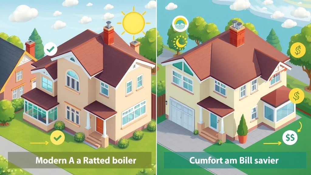 Comparison of home comfort and savings with A-rated boiler versus outdated boiler