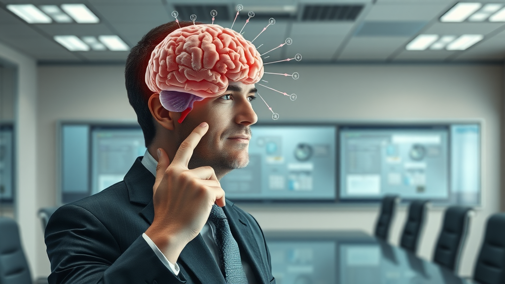 Businessman contemplating AI content generation challenges