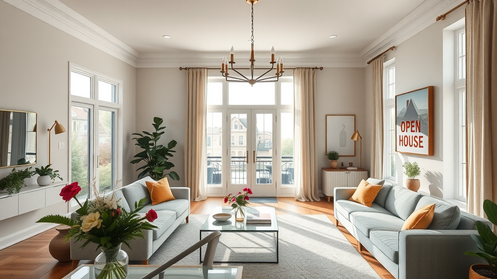 real estate flipping process modern home professional staging open house visitors