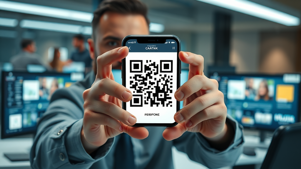 Modern personalized promotional items showcasing QR code integration with digital screens