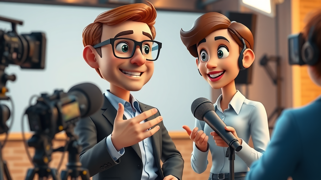 Expert delivering confident interview for building visibility in AI marketplace