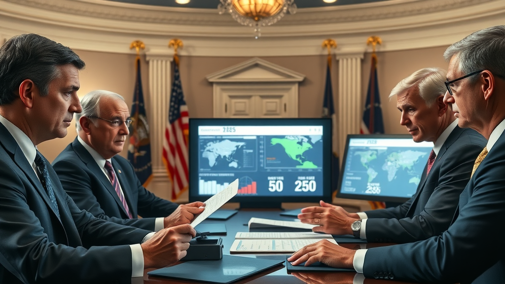 Policy experts at White House discussing environmental impacts of geographic specialization