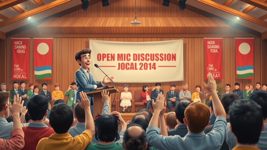 inspiring open-mic discussion in Monmouthshire, local citizens sharing ideas under community ownership