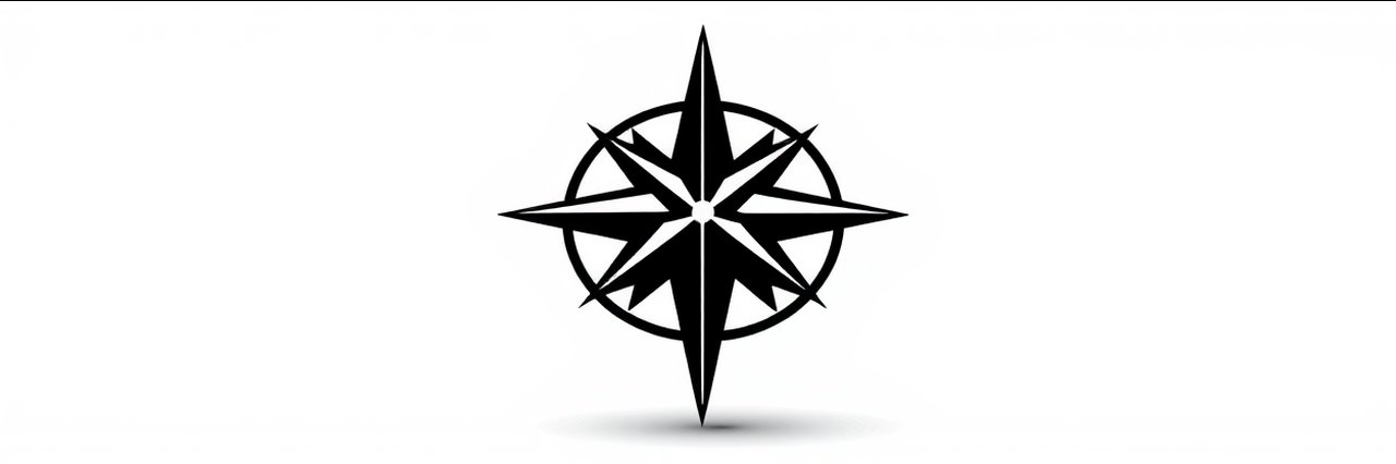 Monochrome compass rose vector for authoritative content marketing at scale