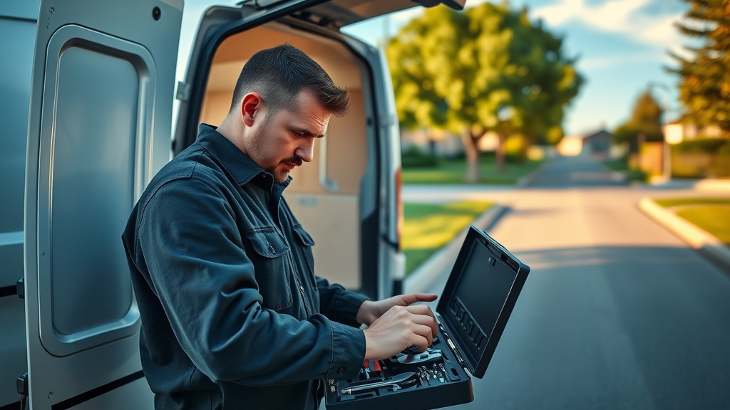Locksmith prepares for advanced residential locksmith services at customer home