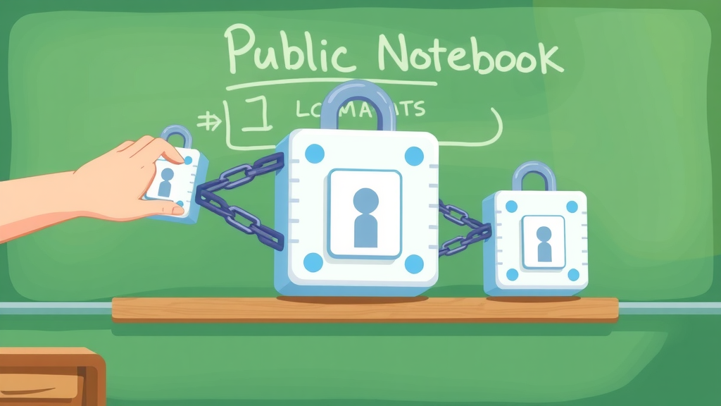 simple cartoon of blocks chained together in a notebook, what is blockchain explained visually