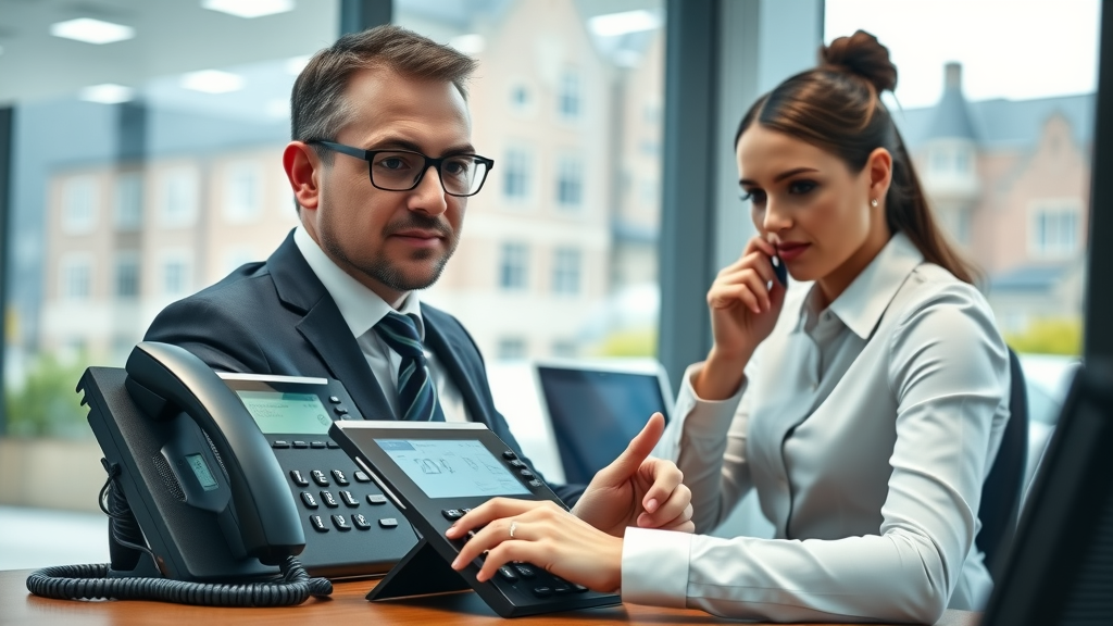 business phone system in Caldicot sleek modern VoIP phones in Castlegate Business Park contemporary office
