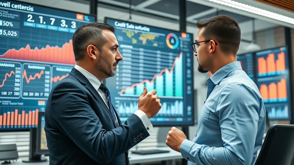 AI phone agent boosting sales results—corporate sales dashboard with analysts reviewing upward trends