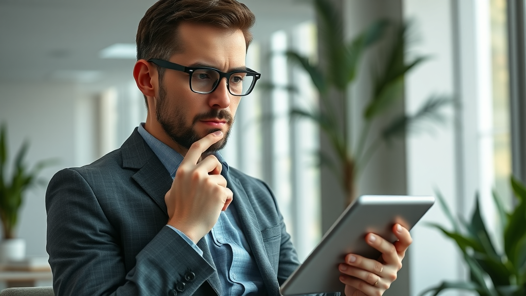 Sales analyst reviewing AI phone agent call metrics on tablet