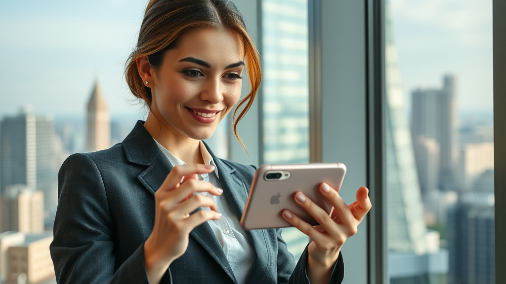 lead generation businesswoman engaging potential customers using her smartphone