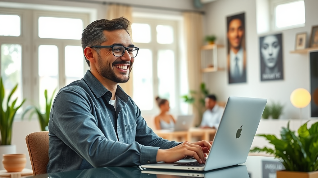 modern home office setup for remote work from home with motivated professional