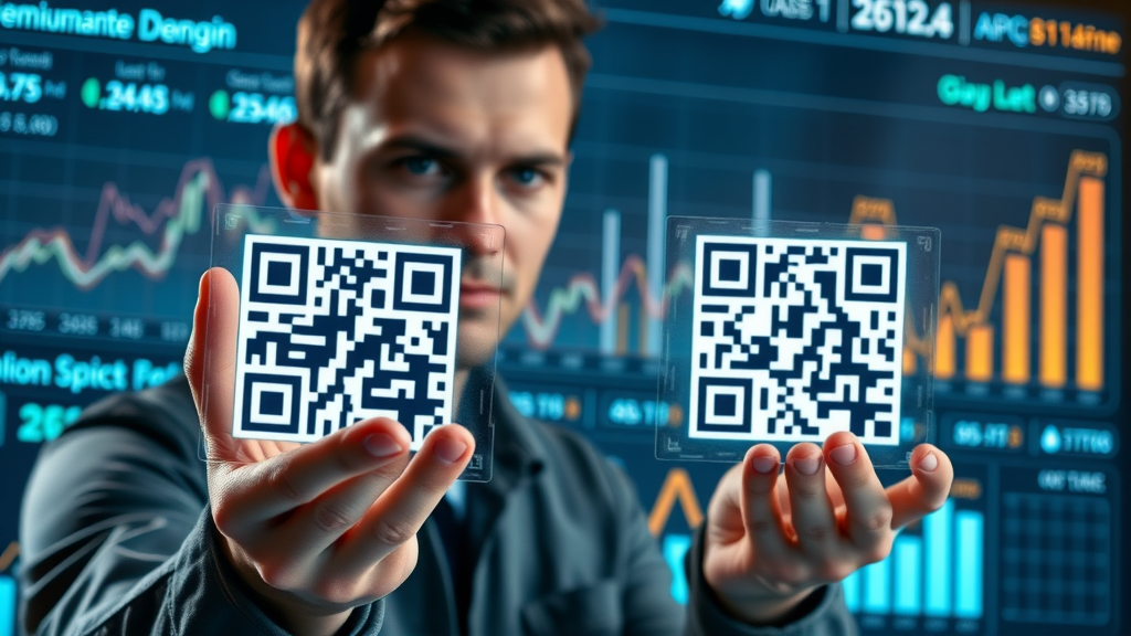 Marketer comparing dynamic QR code vs static QR code graphics on digital dashboard