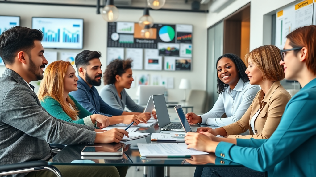 cross-channel marketing solutions for small business owners vibrant office team collaborating