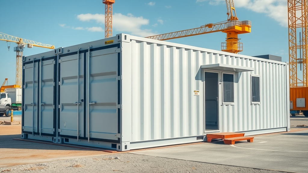High-security storage container and modular office for ManCo rentals at jobsite