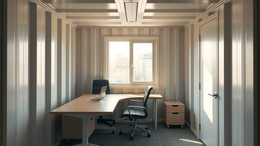 Modern modular office container workspace leased from ManCo rentals
