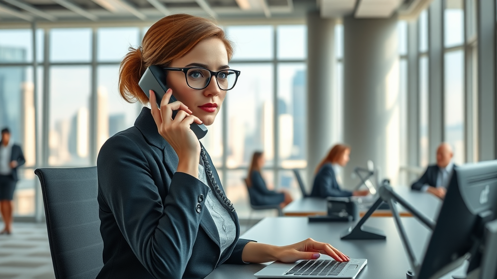 modern business office receptionist answering call outsource receptionist call answering