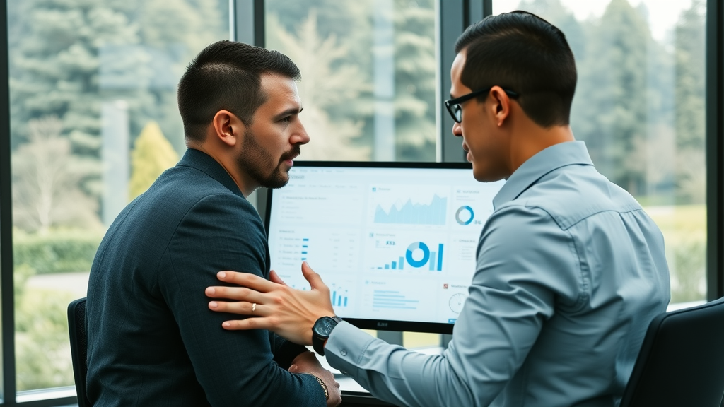 Modern office with professionals collaborating over digital analytics for local SEO in New Zealand