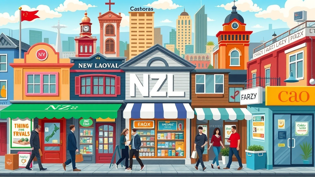 Collage showing diverse and thriving New Zealand small businesses, including digital storefronts and local products